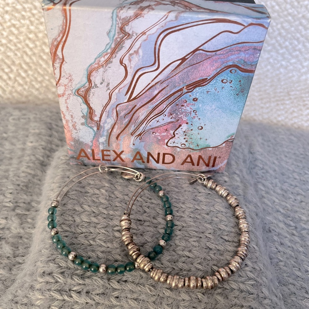 Alex and Ani Silver Beaded Bangle Set